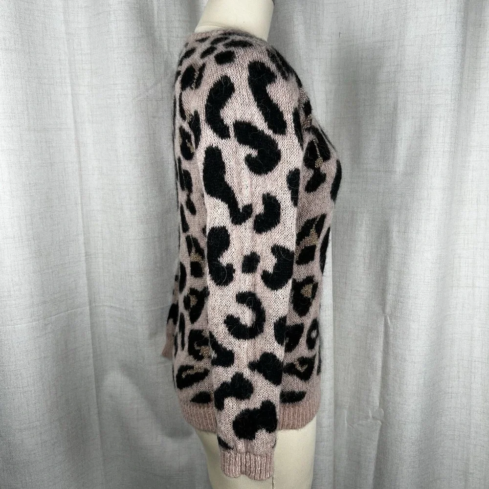 Anthropologie Elsamanda Made‎ in Italy Leopard Print Wool Alpaca Sweater Small